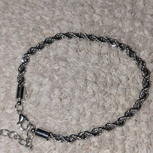 8 inch Silver Twisted Chain Bracelet with 2 inch extension